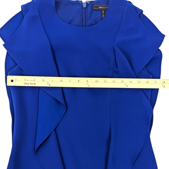 BCBG Maxazria Ruffle Cocktail Party Mini Dress Womens Small Blue Sleeveless - Picture 12 of 13